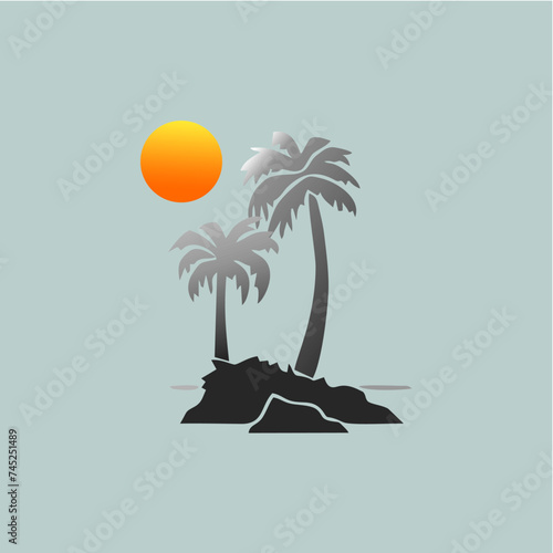 tropical island with palm trees