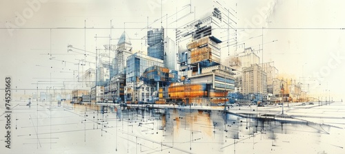 Wallpaper Mural Architecture drawing banner background for design Torontodigital.ca