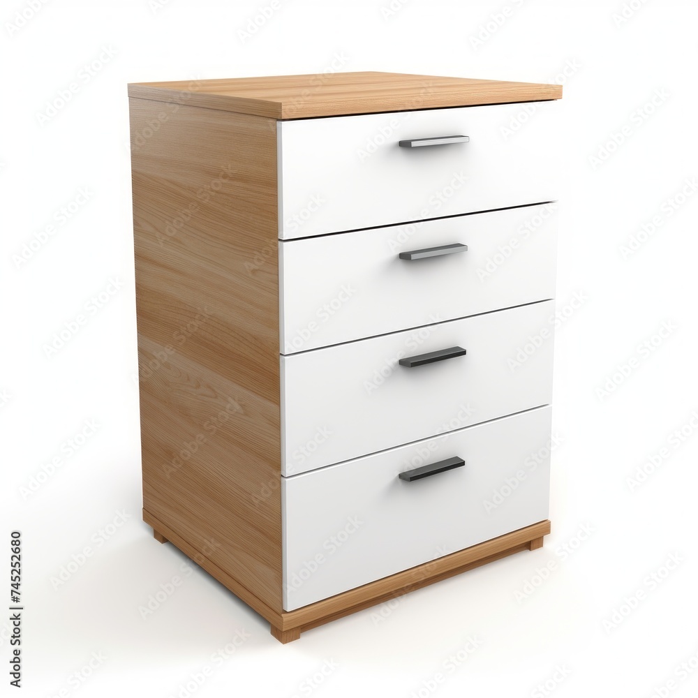Stock image of an office drawer unit on a white background, practical, additional storage Generative AI Stock image of an office drawer unit on a white background, practical, additional storage Generative AI