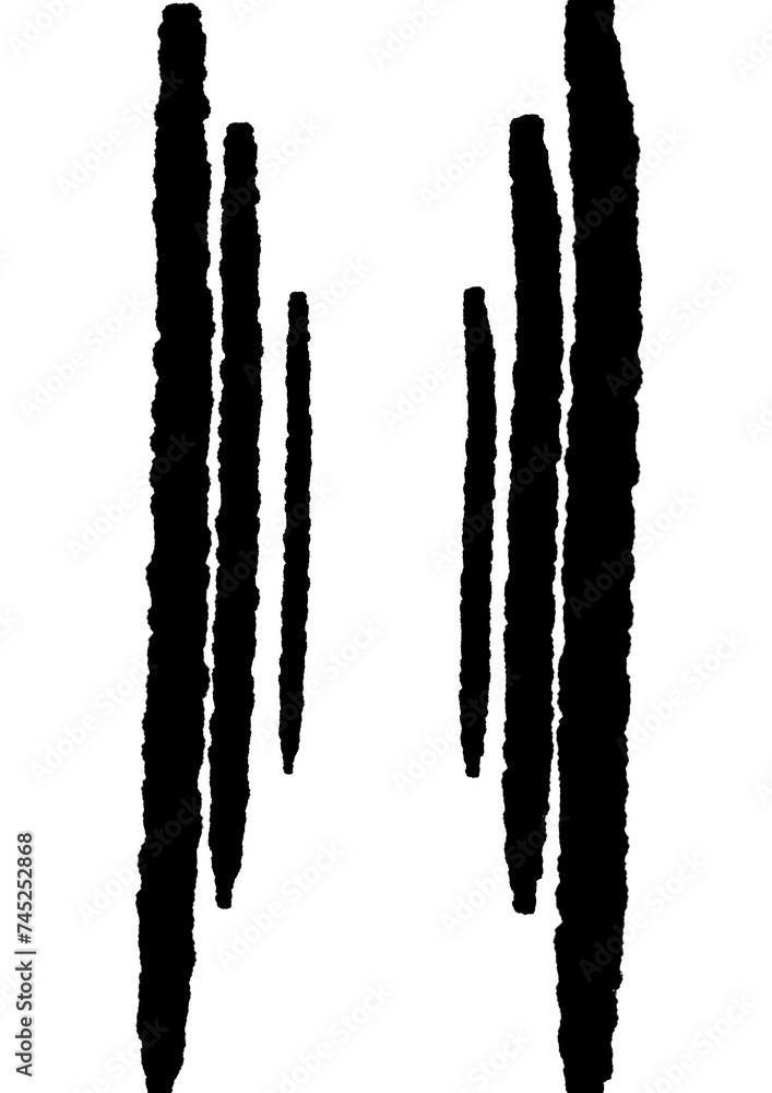 Drawn lines of different sizes in Japanese art style. Black lines in pencil style. PNG Drawn lines of different sizes in Japanese art style. Black lines in pencil style. PNG