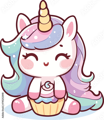 cute Unicorn cartoon vector on white background
