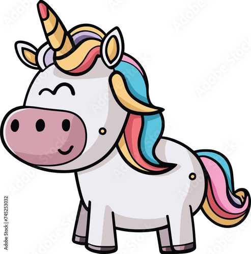 cute Unicorn cartoon vector on white background
