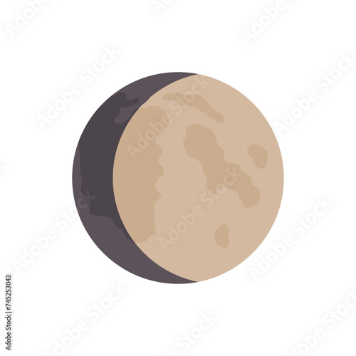 Vector waxing gibbous, in flat style. Concept of astrology, astronomy, moon phases, lunar calendar, science, magic. Illustration isolated on white background, eps 10.