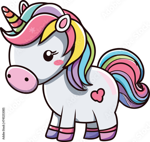 cute Unicorn cartoon vector on white background
