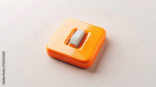 Orange-gray power toggle button in 3D style. AI generative.