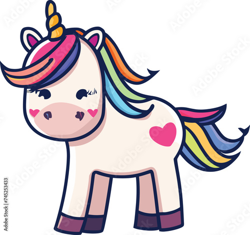 cute Unicorn cartoon vector on white background
