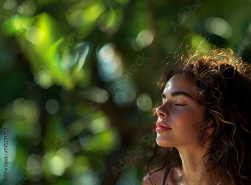 Serene Woman Embracing Mindfulness in Nature