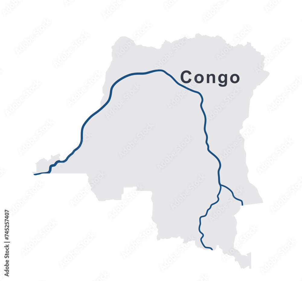 River Congo on map. vector