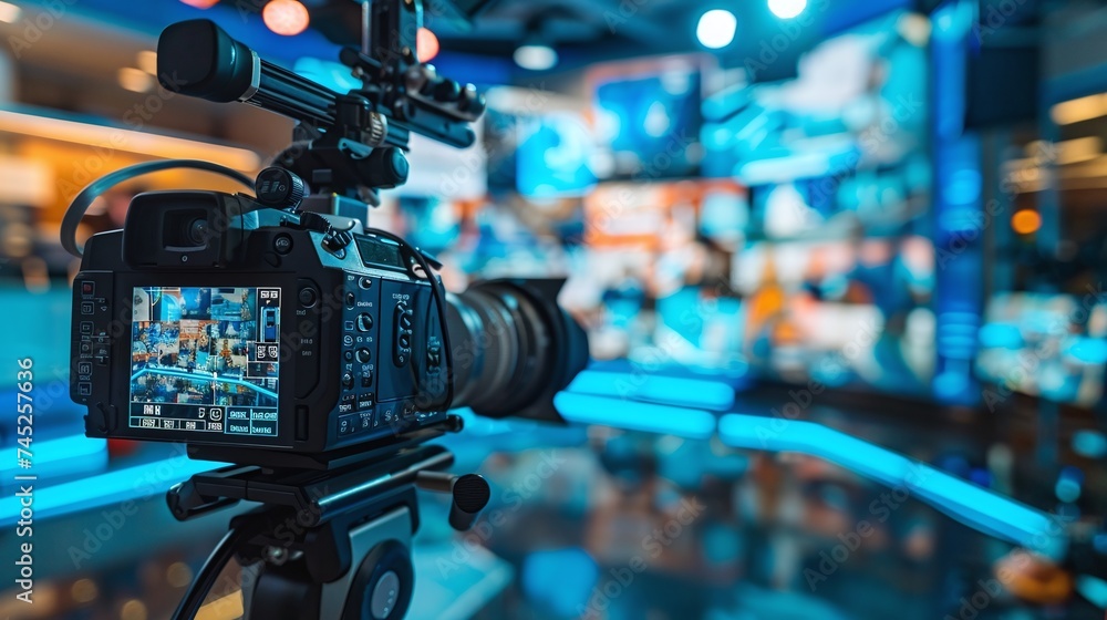 technology concepts showcased with modern video camera featuring ...