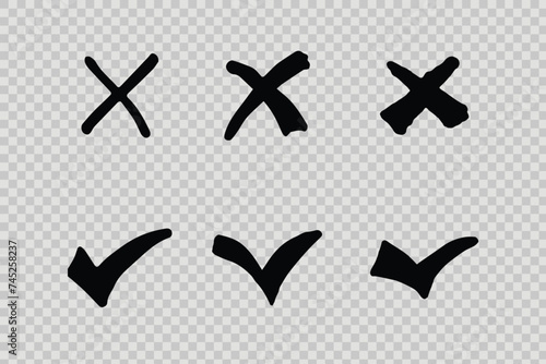 hand drawn doodles Check marks, ticks in vector