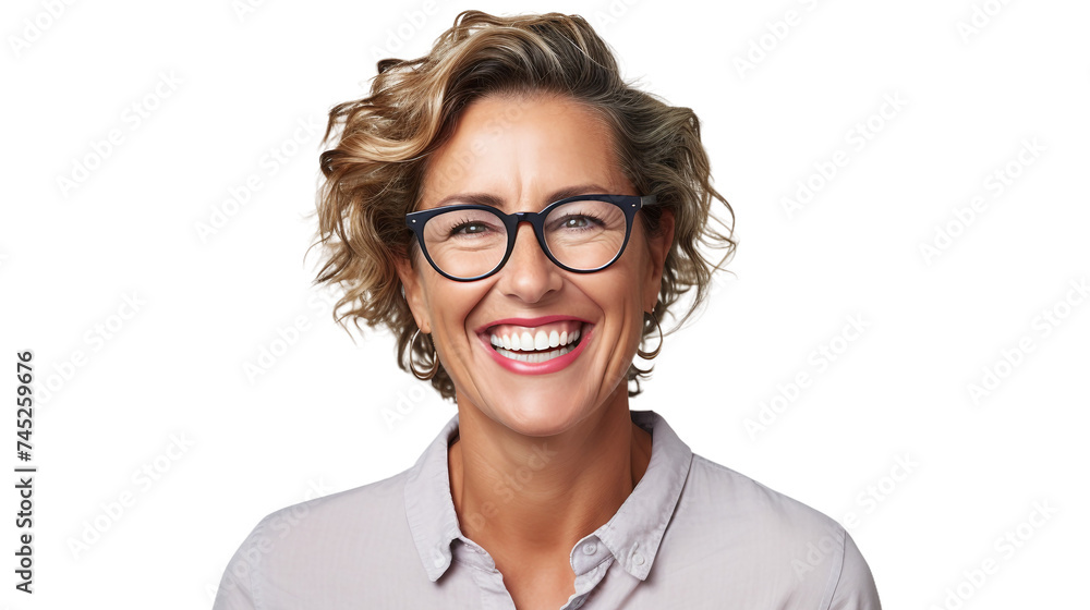 Australian Woman in Glasses on a transparent background