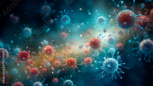 An abstract collection showcases the vast diversity of viruses, highlighting the colorful array of pathogens that pose challenges to health and science.