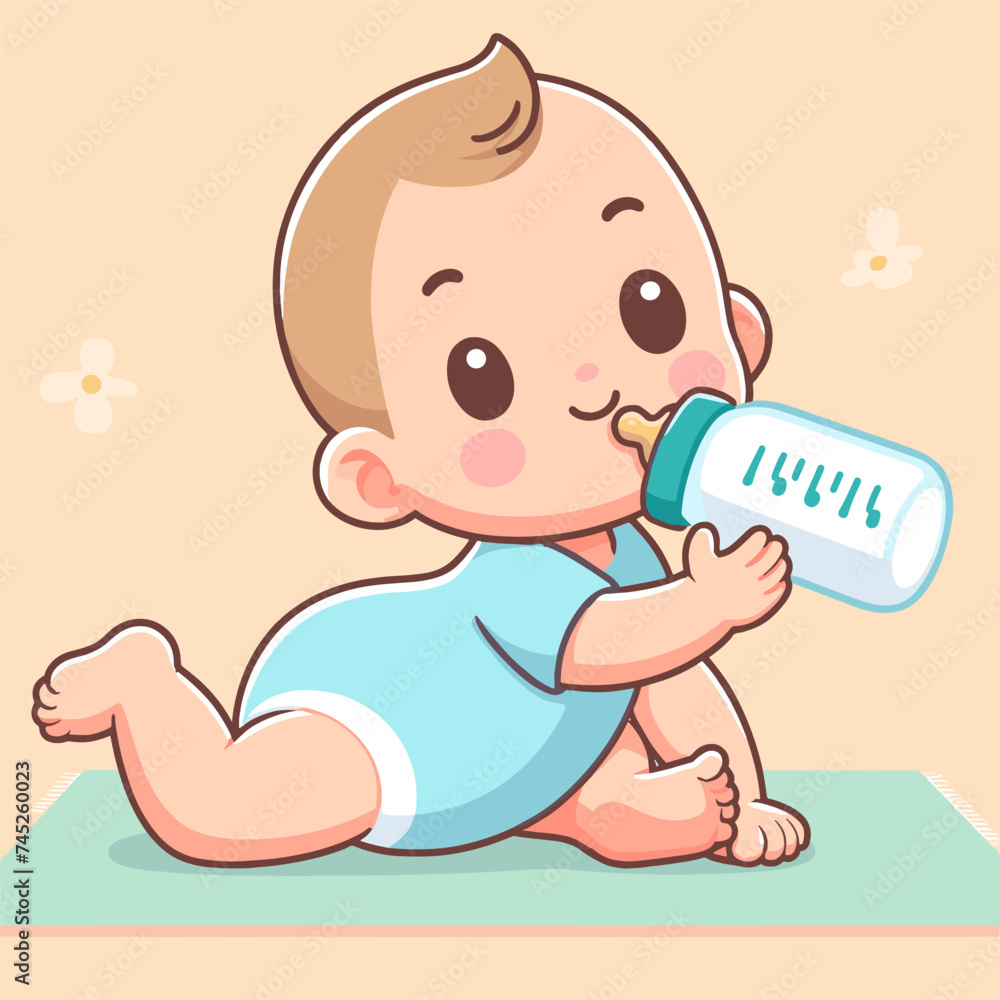Baby Toddler Sitting And Drink From The Feeding Bottle WITH CRAWLING Baby Toddler Sitting And Drink From The Feeding Bottle WITH CRAWLING