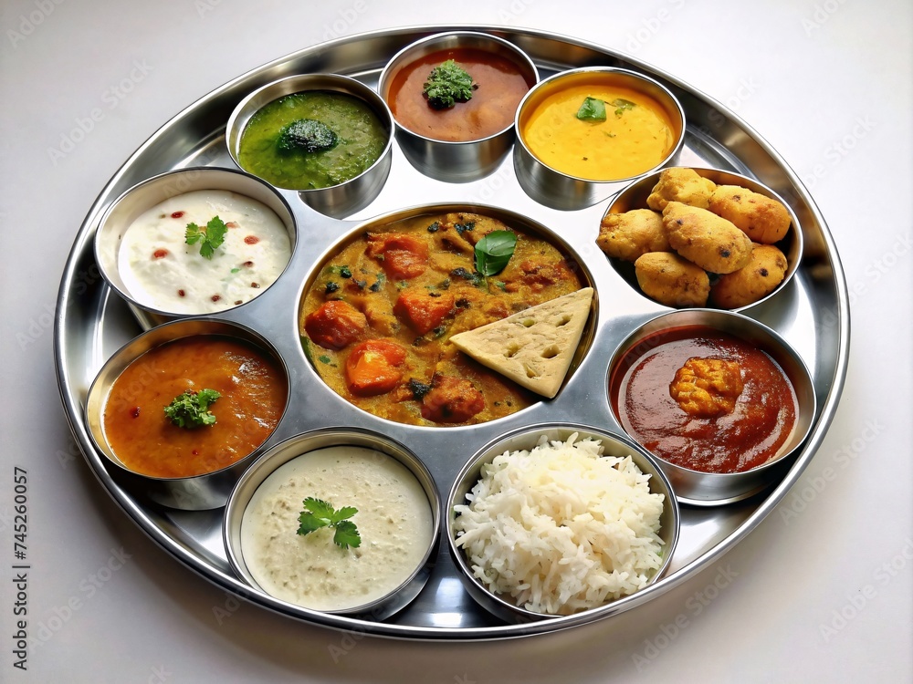 Indian thali rice with chicken