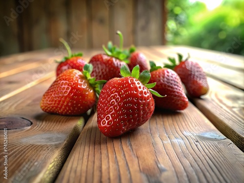 Strawberries on wooden background