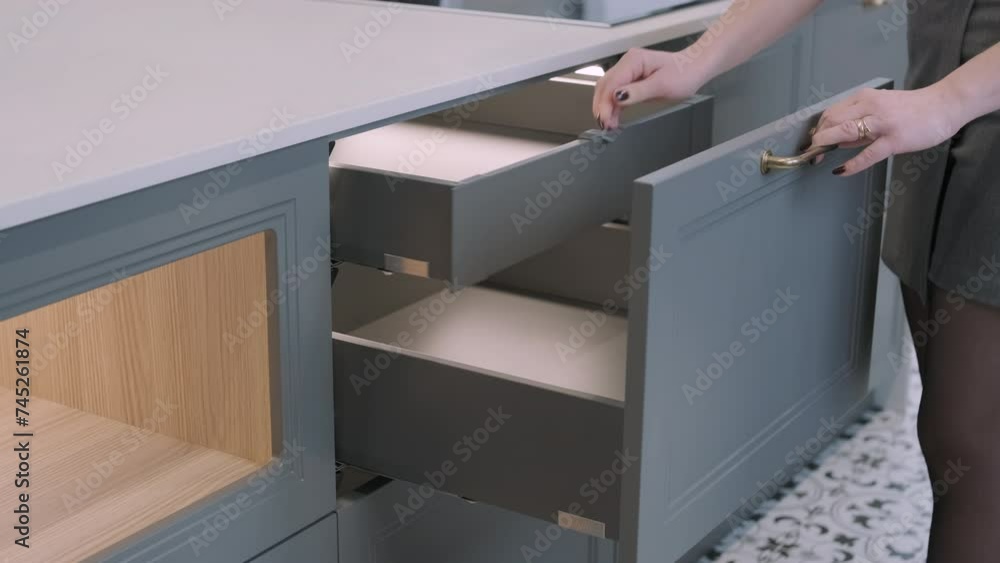 Opening and closing the cabinet drawer Opening and closing the cabinet drawer