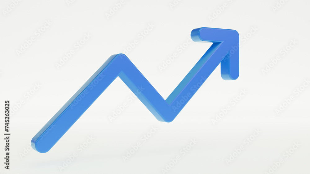Blue upward arrow on white background. Blue arrow graph isolated. Blue upward arrow on white background. Blue arrow graph isolated.