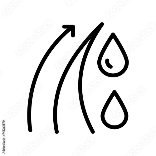 Hair care icon, loss treatment, moisturizing and applying creatine, healthy roots, serum for follicle, line symbol on white, vector illustration