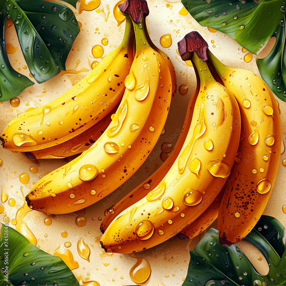 banana as a seamless tile pattern background, ai generated