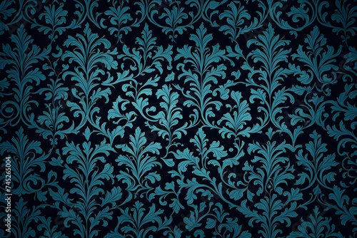 Vintage blue background with floral elements and darkening to the edges in Gothic style. Royal texture,.