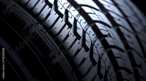 Car tires on black background © xuan