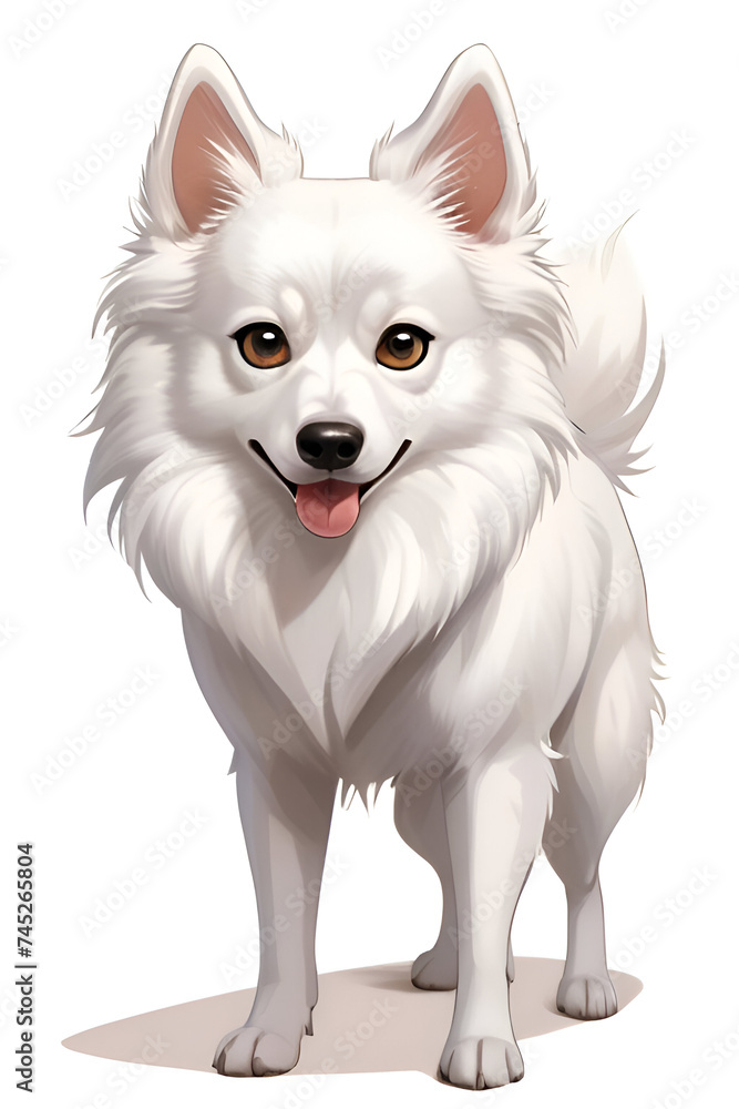 3D rendering of a white spitz dog isolated on white background 3D rendering of a white spitz dog isolated on white background