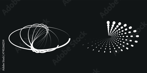 Halftone circular dotted frames set. Circle dots isolated on the white background.