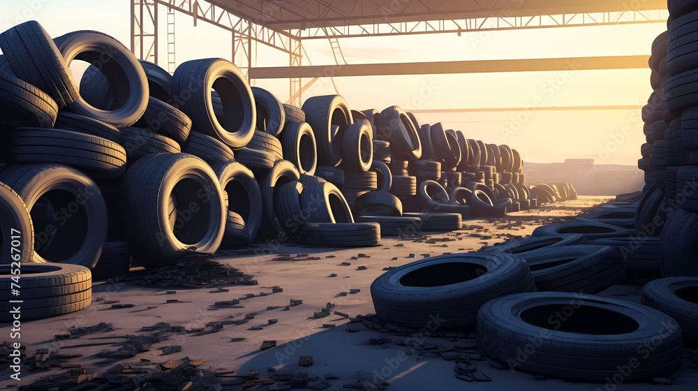 Obraz premium Car tires on black background