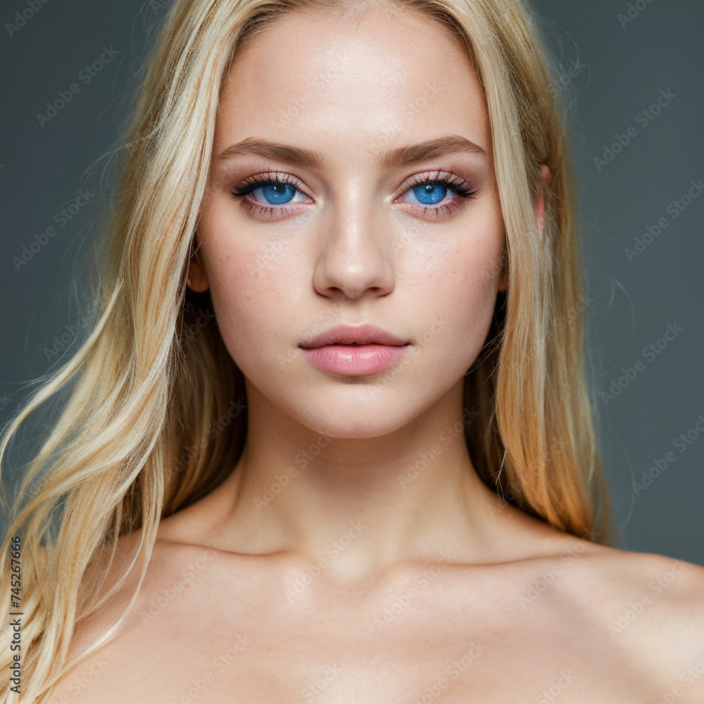 potrait of a european girl model with blue eyes, plain background, photoshoot potrait of a european girl model with blue eyes, plain background, photoshoot