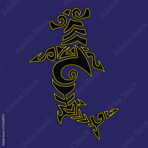 illustration of tribal hammerhead shark tattoo