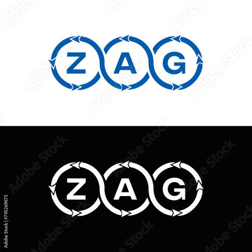 ZAG logo. Z A G design. White ZAG letter. ZAG, Z A G letter logo design. Initial letter ZAG linked circle uppercase monogram logo. Z A G letter logo vector design. top logo, Most Recent, Featured,