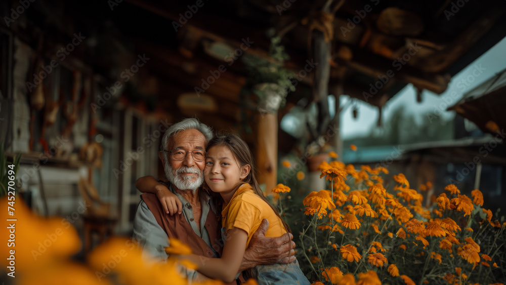 a blanket in an embrace with a granddaughter