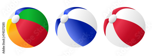 Set of beach ball, colorful summer ball - vector illustration