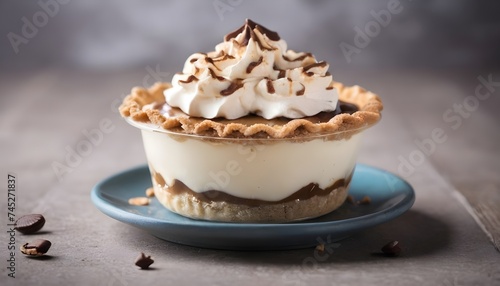 Banoffee pie cup - homemade bakery background concept