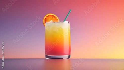 tropical cocktail with sunset gradient and citrus