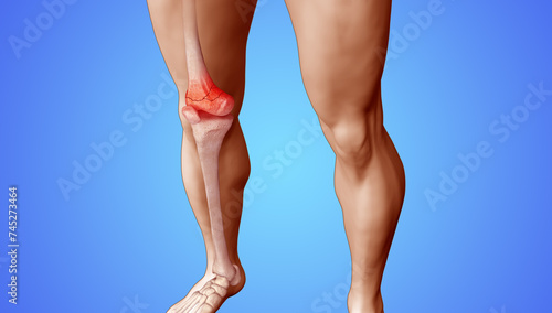 3d Medical Illustration of a Lower Femur Fracture on Male Body Skeleton photo