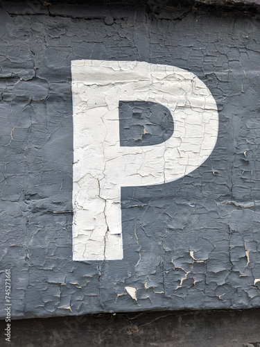 Written Wording in Distressed State Typography Found Number Letter P