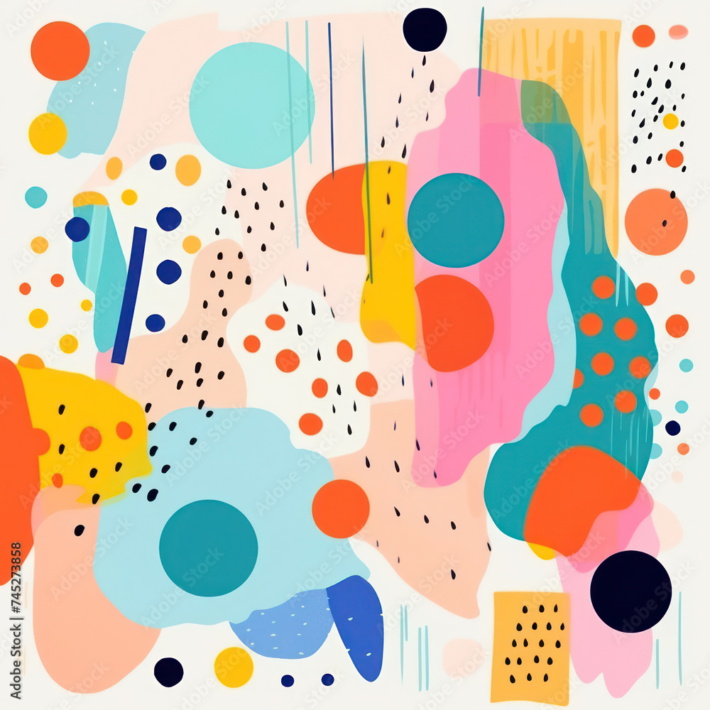 Abstract Geometric Pattern: Modern Art Design with Trendy Shapes, Colorful Illustration, and Bright Textures. Abstract Geometric Pattern: Modern Art Design with Trendy Shapes, Colorful Illustration, and Bright Textures.