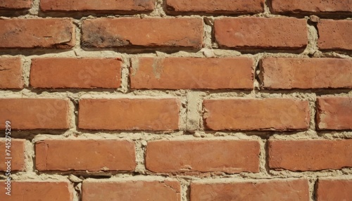 Old red brick wall damaged background
