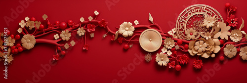 Red Chinese background with gold decorations