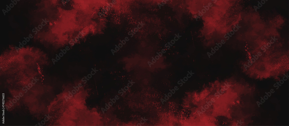 Abstract red grunge background with copy space. Dark red slate background toned classic color. old red color wall background texture. dirty rustic fire red texture.	