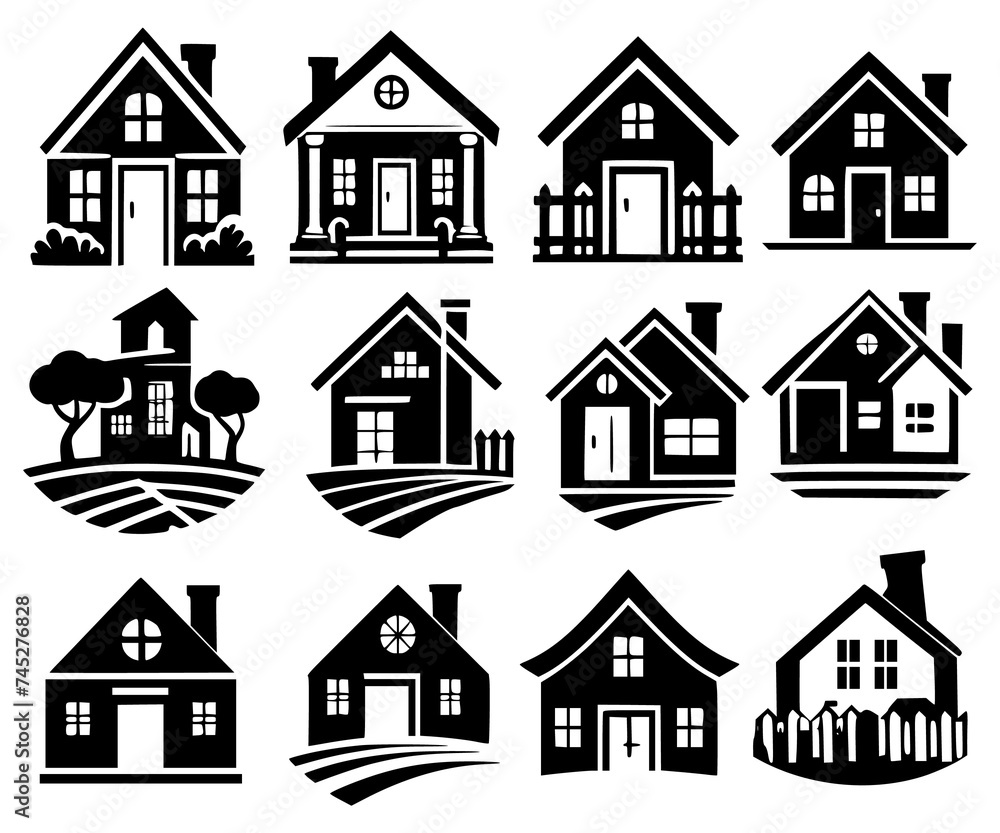 House icon set. Home vector illustration sign. Hotel symbol. Web home flat icon for apps and websites - Stock vector illustration.