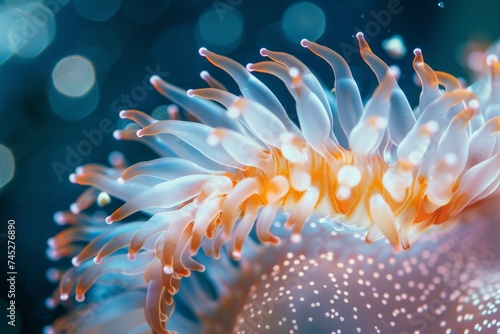 A vibrant and detailed sea anemone in its natural underwater habitat