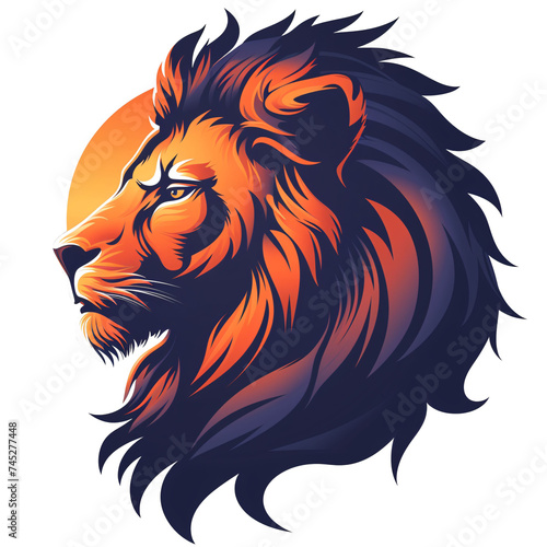 Lion head illustration, side view