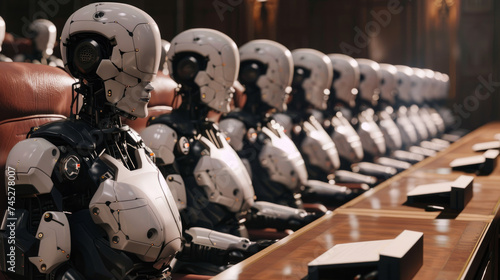 A shockwave ripples through a future legal assembly where exclusive AI judges arbitrate with unparalleled fairness