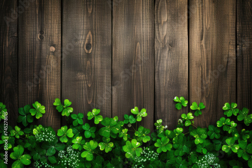 Wooden Fence Covered in Shamrocks