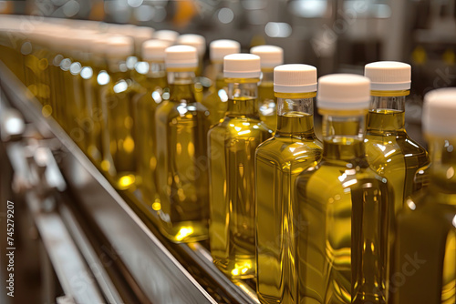 Bottles of Olive Oil on Conveyor Belt