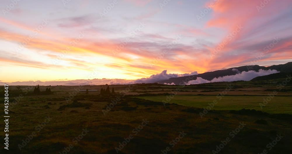 Amazing sunset in Reunion island aerial view Amazing sunset in Reunion island aerial view