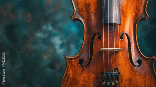 experience the art of music with a closeup on violin strings set against a classical background photo