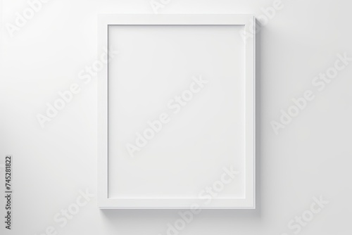 White Frame Picture Mockup on Minimalist Wall with Window Light and Shadow - Isolated Empty Board